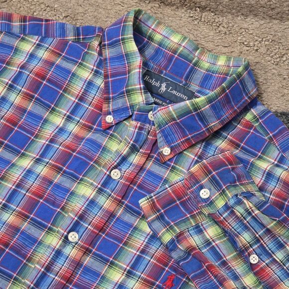 VINTAGE Polo Ralph Lauren Shirt Adult XXL Classic Candy Plaid Mens RL 90s VTG - Picture 1 of 6